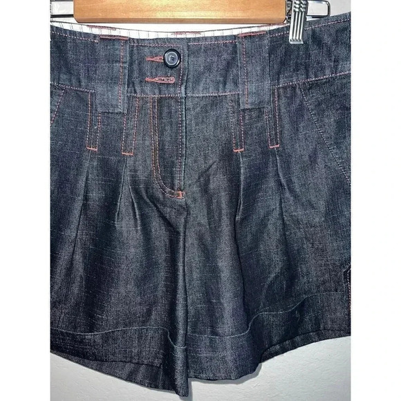 Anthropologie Plus Fours Denim Pleated Shorts Women Size 6 - Picture 3 of 7